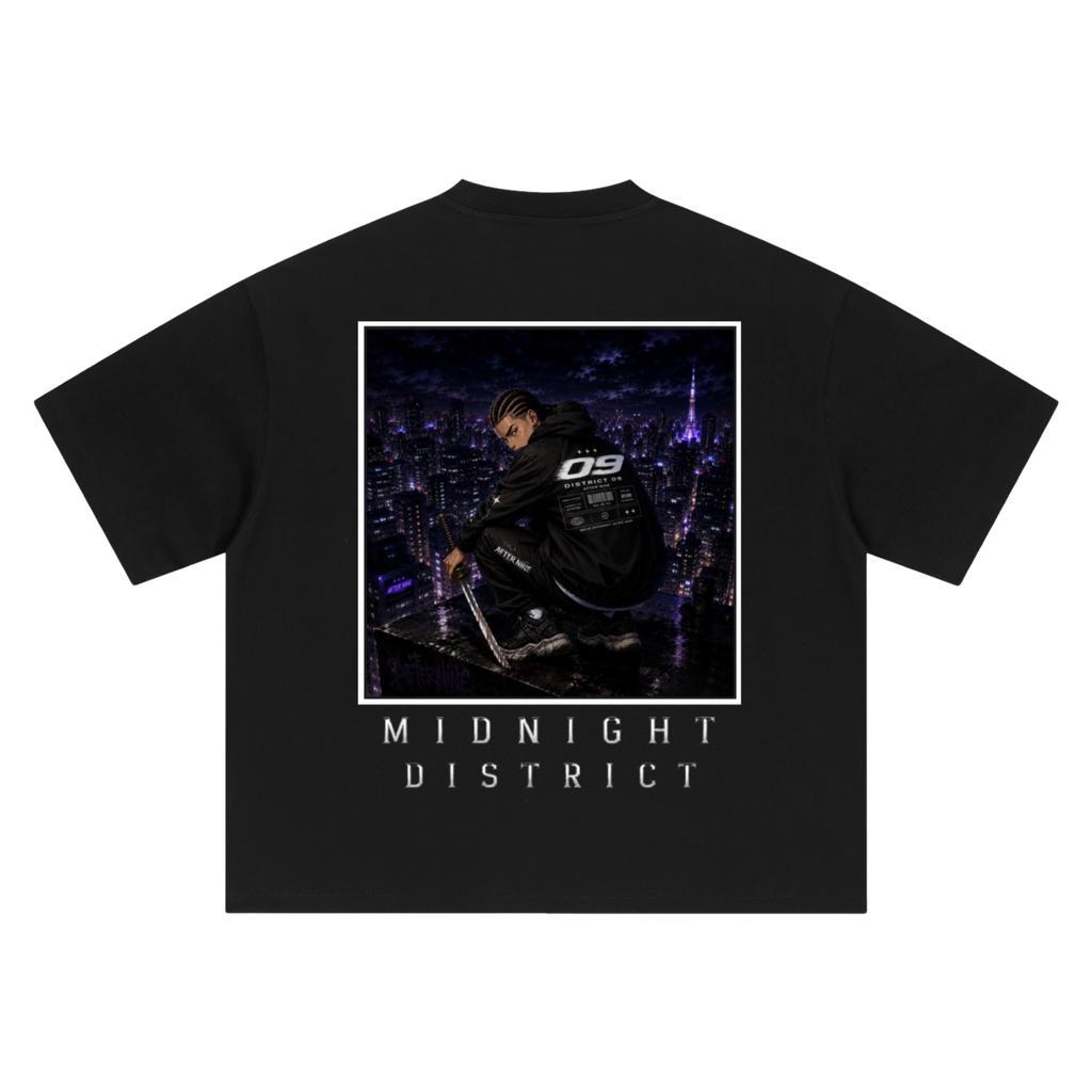 Boxy Oversized Manga Tee - Black