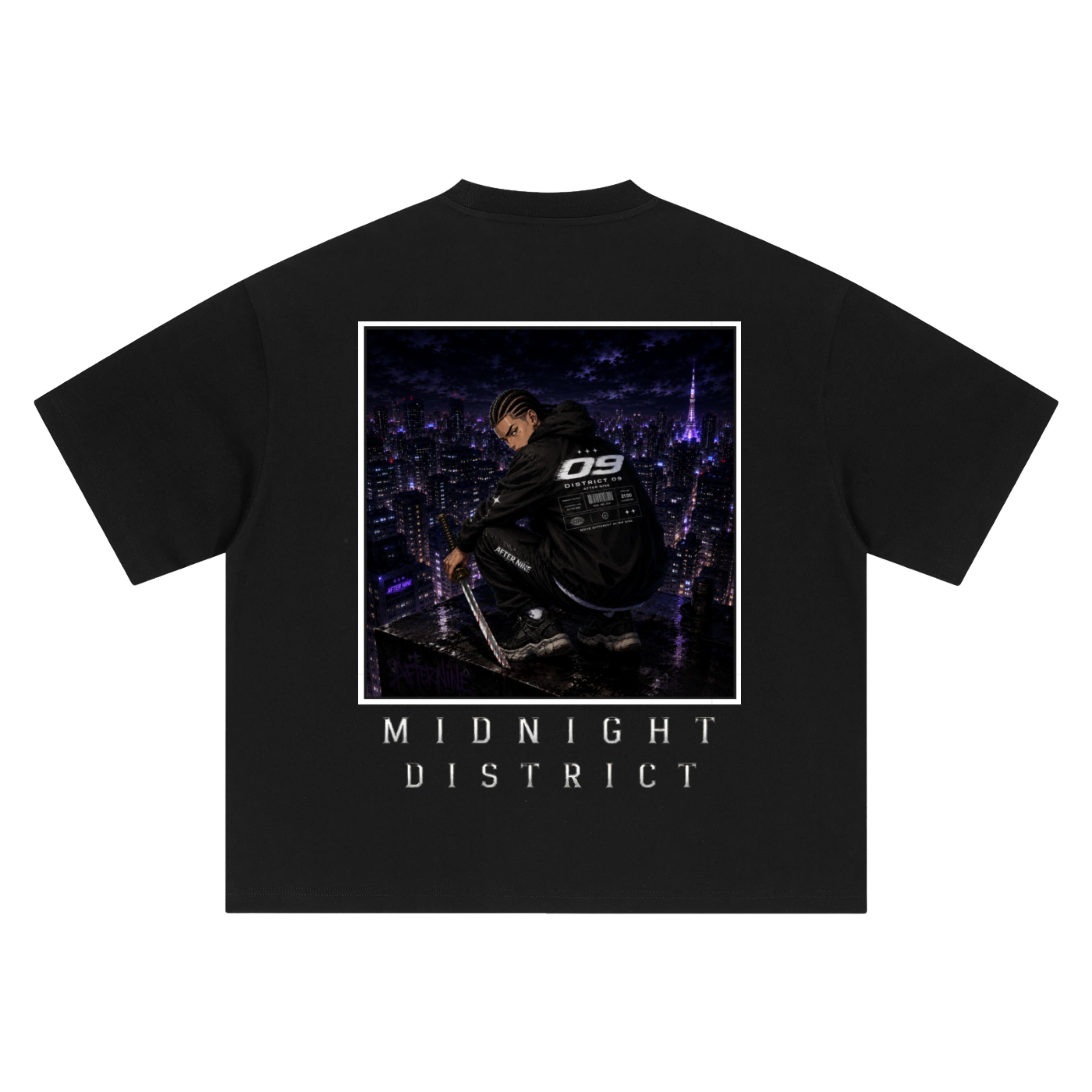 Boxy Oversized Manga Tee - Black