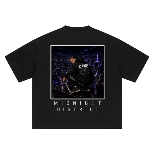 Boxy Oversized Manga Tee - Black