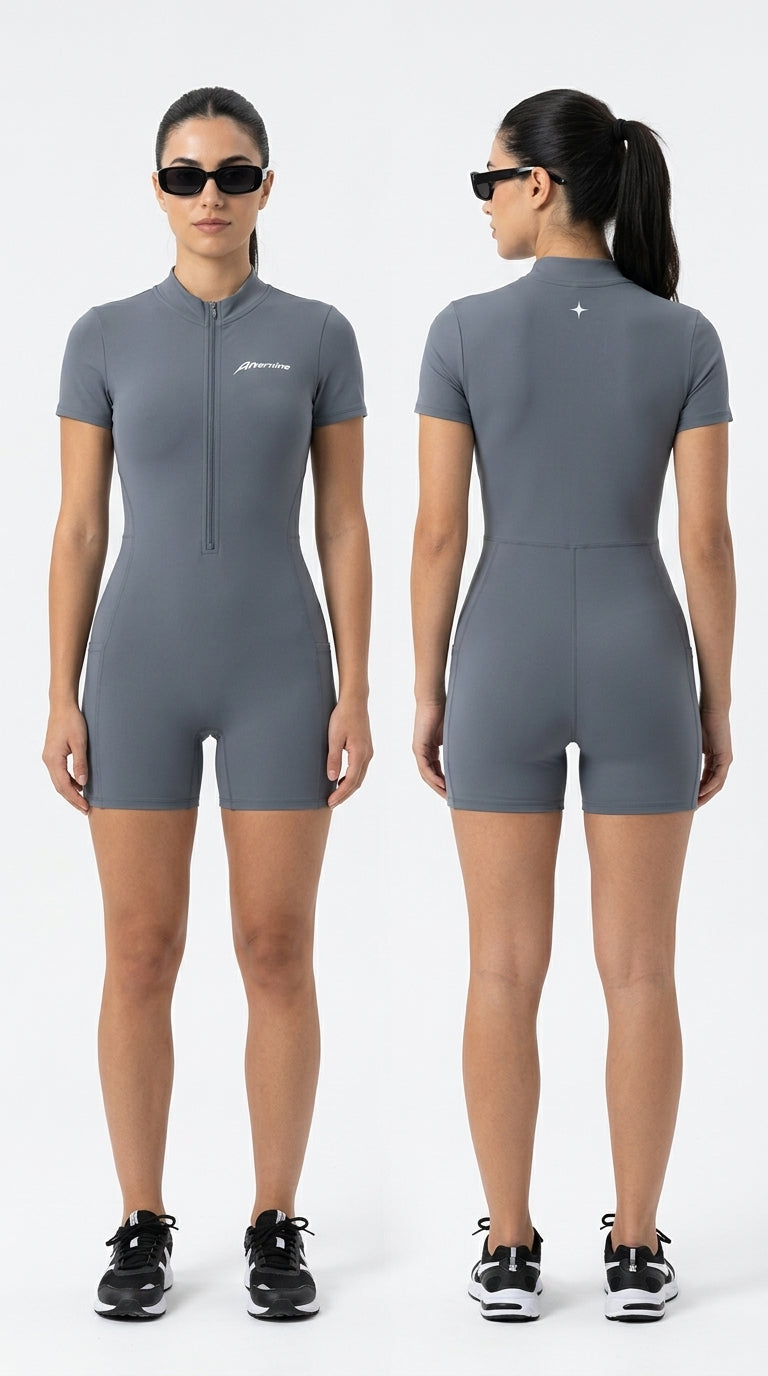 Women's Quarter-Zip Short Sleeve Romper